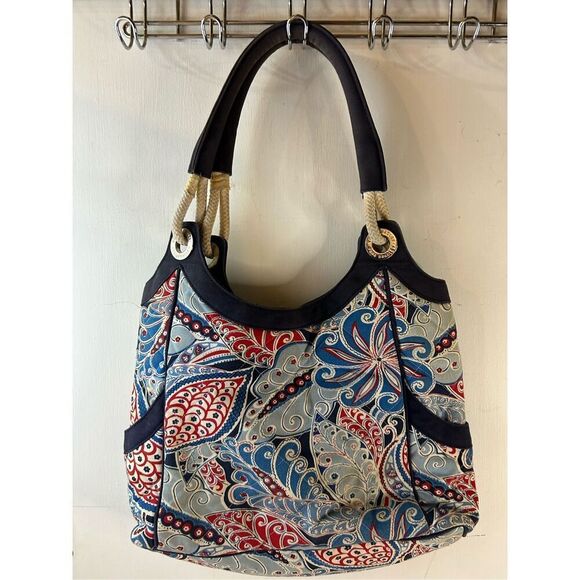 Vera Bradley shoulder bag red blue 14x15 retired Anchor Tote - Picture 6 of 10